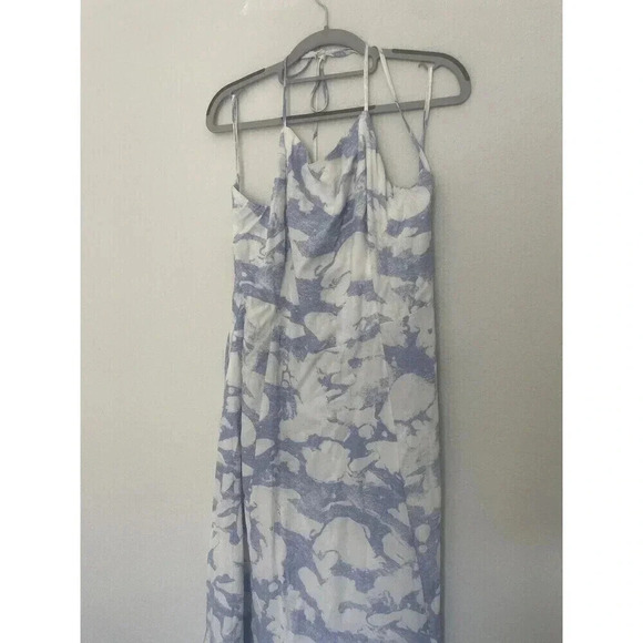 Open Edit Womens Size Large Sundress Marble Print Open Back White and Blue - Picture 11 of 12